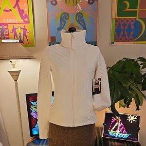 NWT Avia Womens Quilted Outdoor Activewear Fitted White Zip Front Jacket Sz S4-6